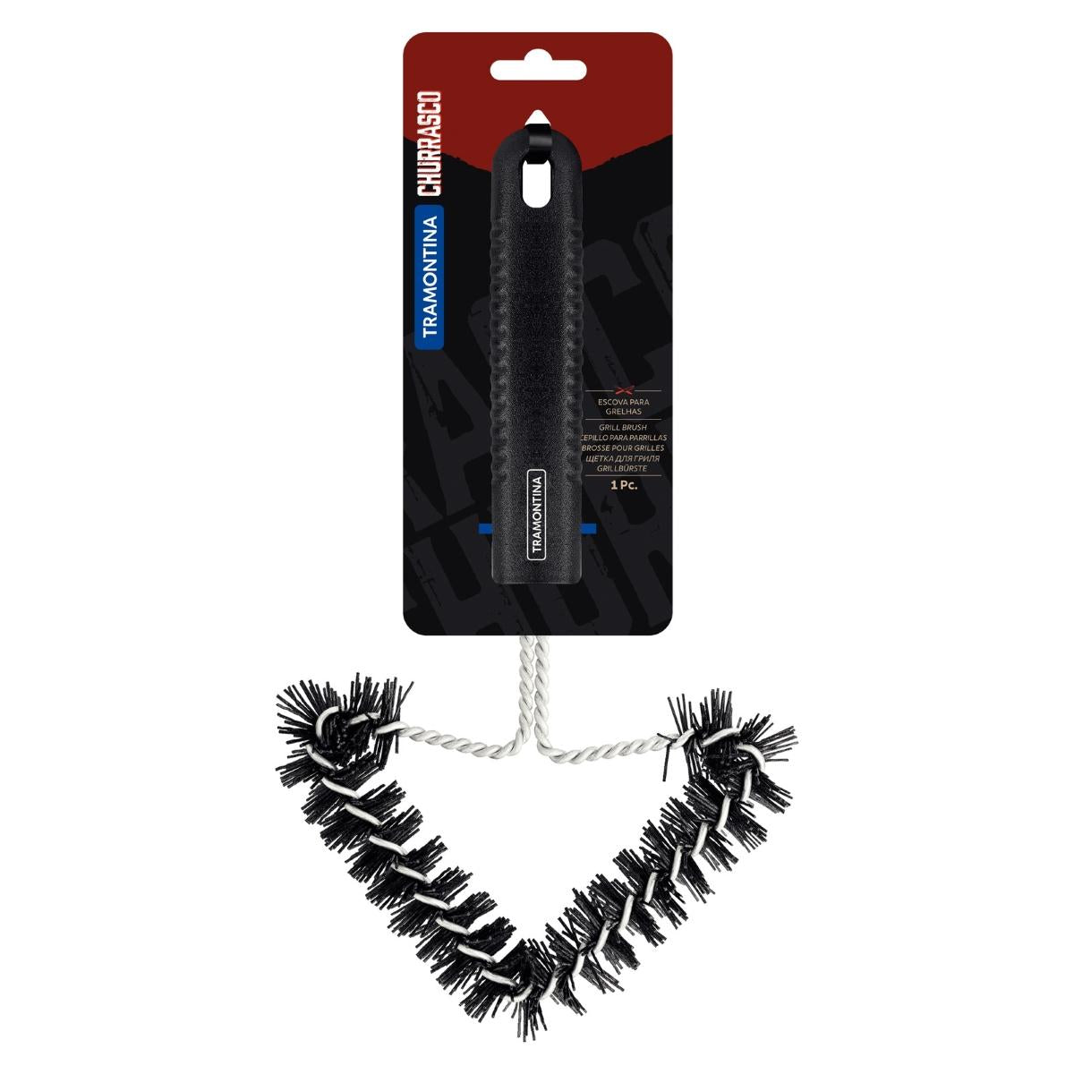 Escova Para Grelha Tramontina Churrasco Aço Inox Cerdas Nylon Cabo Polipropileno Limpeza