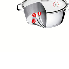 Caçarola Rasa Tramontina Allegra Aço Inox Fundo Triplo 24 Cm 4,2 L Com Tampa De Vidro Indução