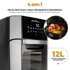 Air Fryer Fritadeira Sem Óleo Oven BFR2100P 1800W Britânia 12L Com Cesto Bandejas Antiaderente 127V