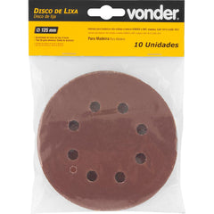 Disco de Lixa c/ Costado em Pluma 125mm G120 10 peças Vonder