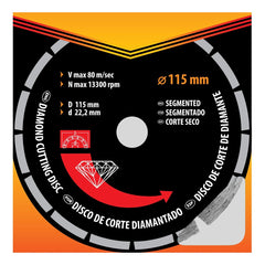 Disco de Corte Diamantado Segmentado 115 X 22,2mm Corte a Seco Sparta 7310555