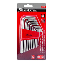 Jogo de Chaves Torx Curtas Cromo Vanádio T10-T50 9pcs Acabamento Acetinado MTX 123059
