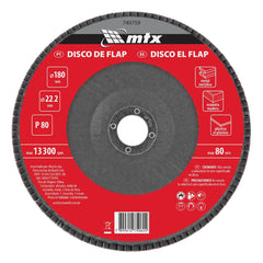 Disco de Desbaste Tipo Flap Óxido de Alumínio P80 180 X 22,2mm Durável MTX 740759