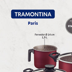 Jogo De Panelas Tramontina Paris 7 Peças Alumínio Antiaderente Starflon Max Vermelho