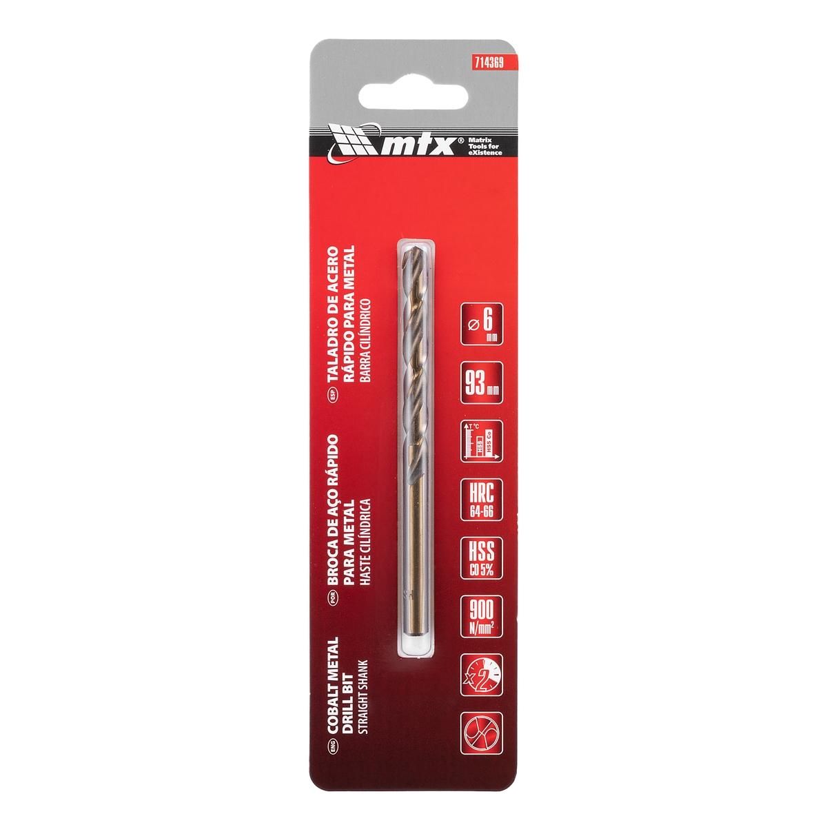 Broca Aço Rápido Metal 6mm Co-5% Haste Cilíndrica Perfuração MTX 714369