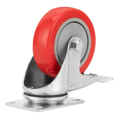 Rodízio Borracha Vermelha PVC PU Fixo 4 Polegadas 100mm Carga 50kg com Freio MTX