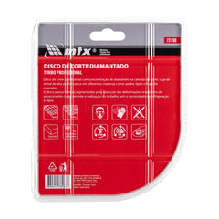 Disco de Corte Turbo Diamantado 110x20mm Cortes Precisos MTX