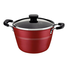 Caldeirão Tramontina Sicília Alumínio 24 Cm 5,7 L Vermelho Com Tampa De Vidro Starflon Excellent