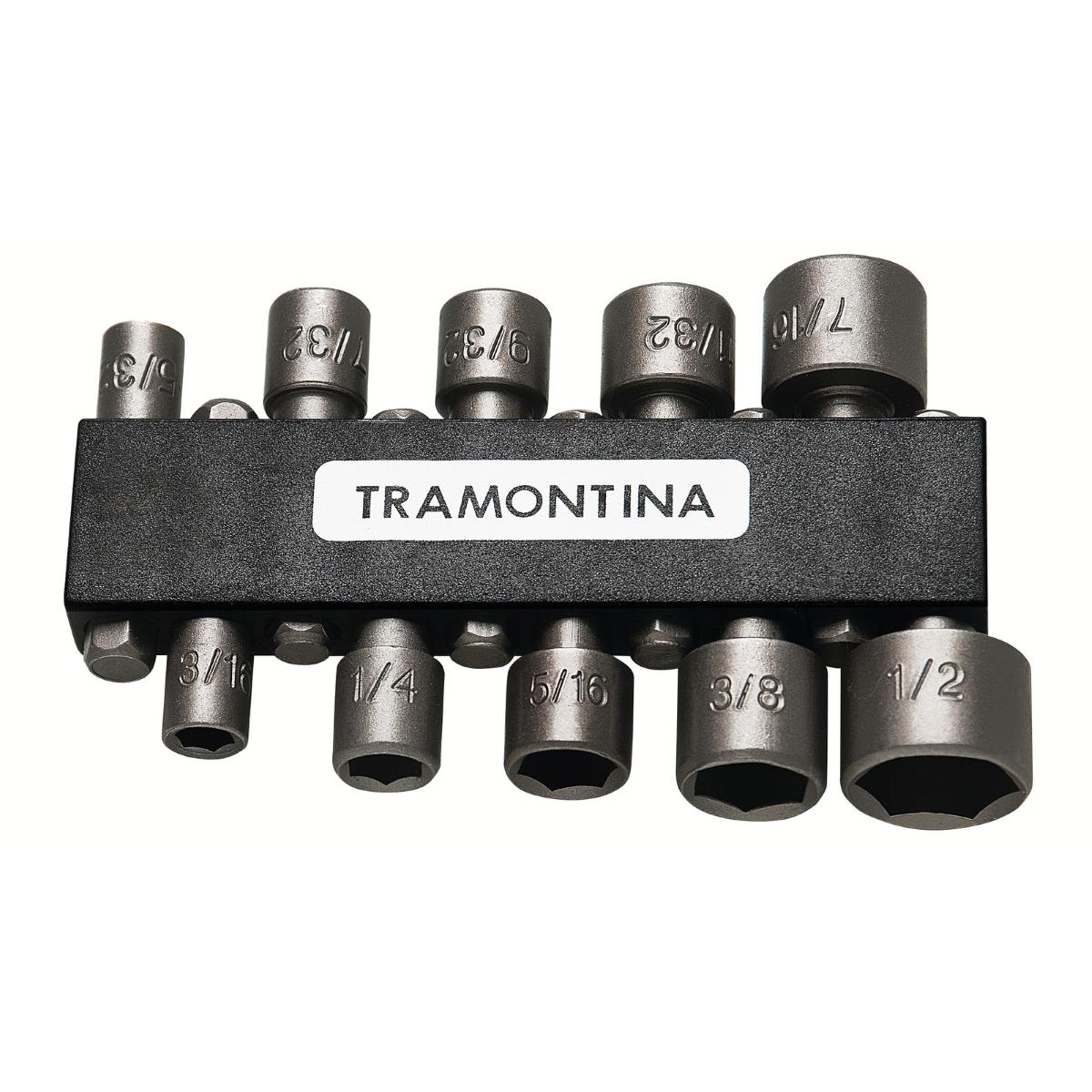 Jogo de Ponteiras 10 Peças 1/4'' Universal Acabamento Jateado Aço Especial Tramontina MASTER