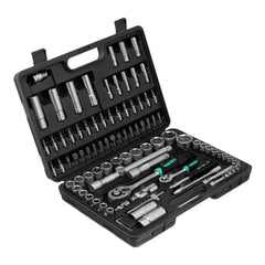 Jogo de Ferramentas Stels 94 Peças Maleta Plástica 1/4'' e 1/2'' Cromo Vanádio