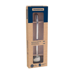 Bomba De Chimarrão Tramontina Ilex Aço Inox 23 Cm Sem Rosca Alta Durabilidade Resistente