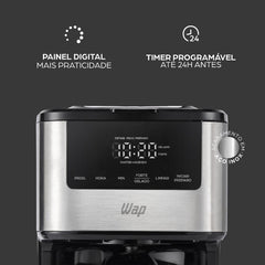 Cafeteira Elétrica Digital Aroma Programável WAP WCD1500 com Timer Programável de 24 horas 220V
