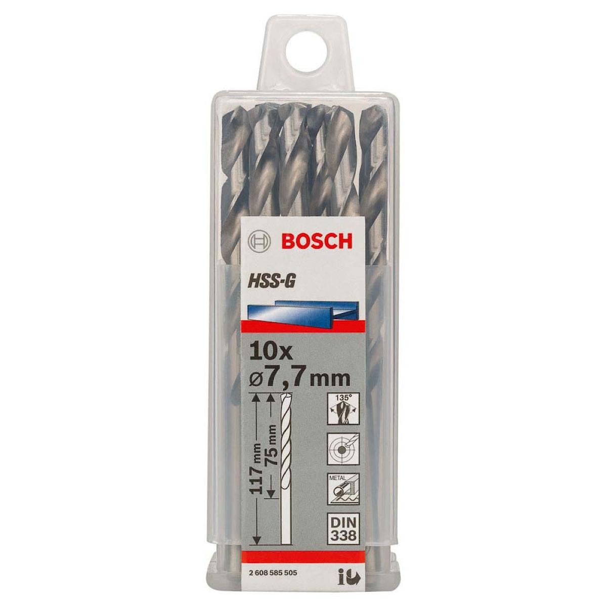 Broca Para Metal Bosch Aço Rápido Hss-G 7,7mm 10 Peças