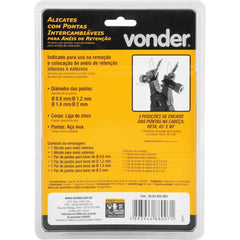 Jogo Alicate Para Aneis Ponta Intercambiavel Com 2Pcs Vonder 0,8mm 1,0mm 1,2mm 1,4mm 10 Peças