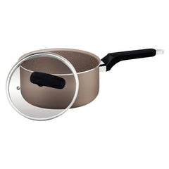 Panela Tramontina Milazzo 20 cm Alumínio Antiaderente Starflon Max Amêndoa Tampa Vidro