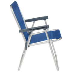Cadeira de Praia Alta Lazy em Alumínio Azul Bel Capacidade de 110kg Dobrável