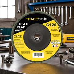 Disco Flap 180 mm G120 Fibra Cônico Aço Tradestar