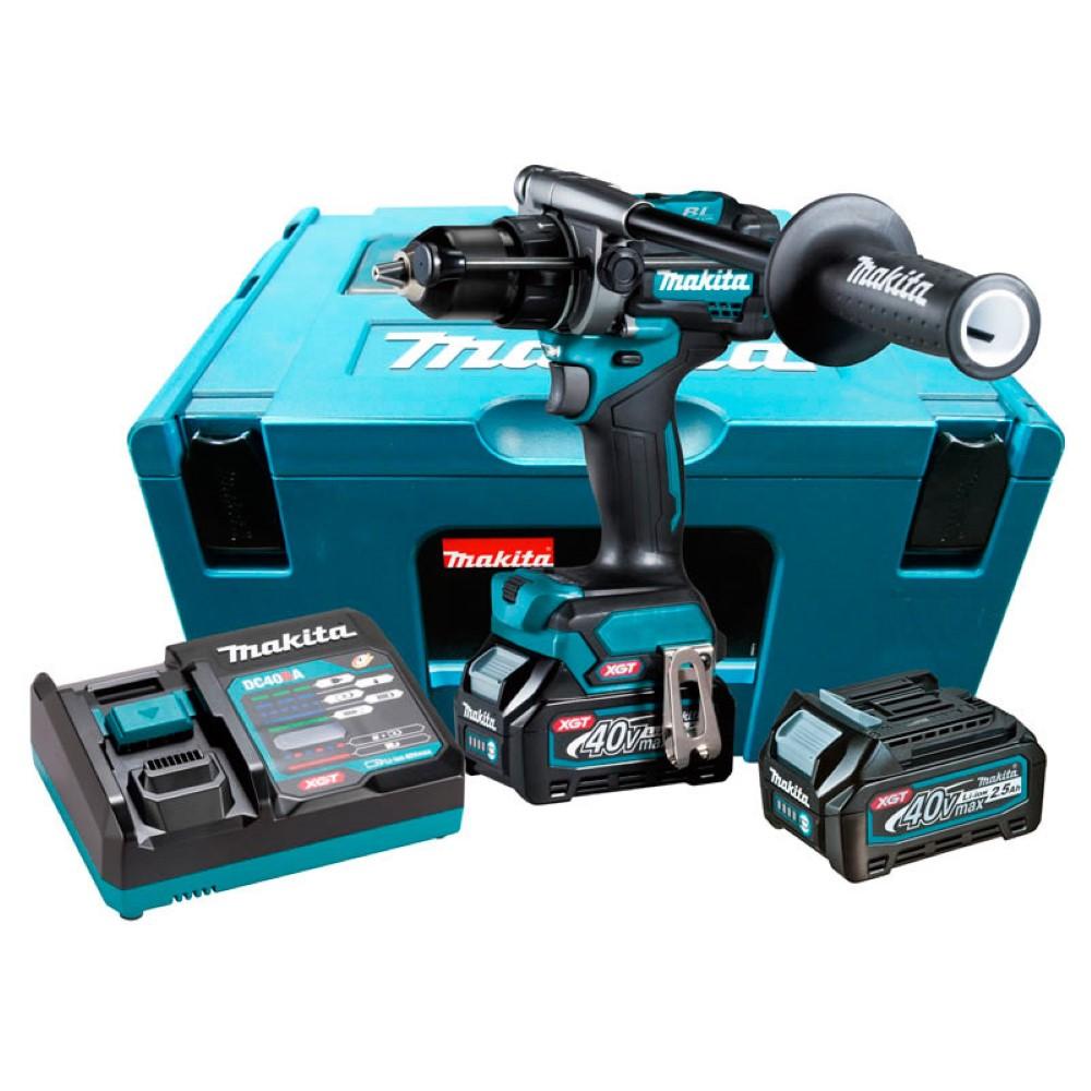 Parafusadeira Furadeira Impacto 40V Com 2 Baterias Carregador Mak-Pac 3 Punho HP001GD201 Makita