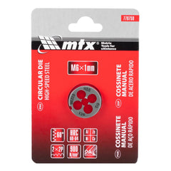 Cossinete Manual Aço Rápido M6 x 1mm 6G Precisão Direita 20mm MTX