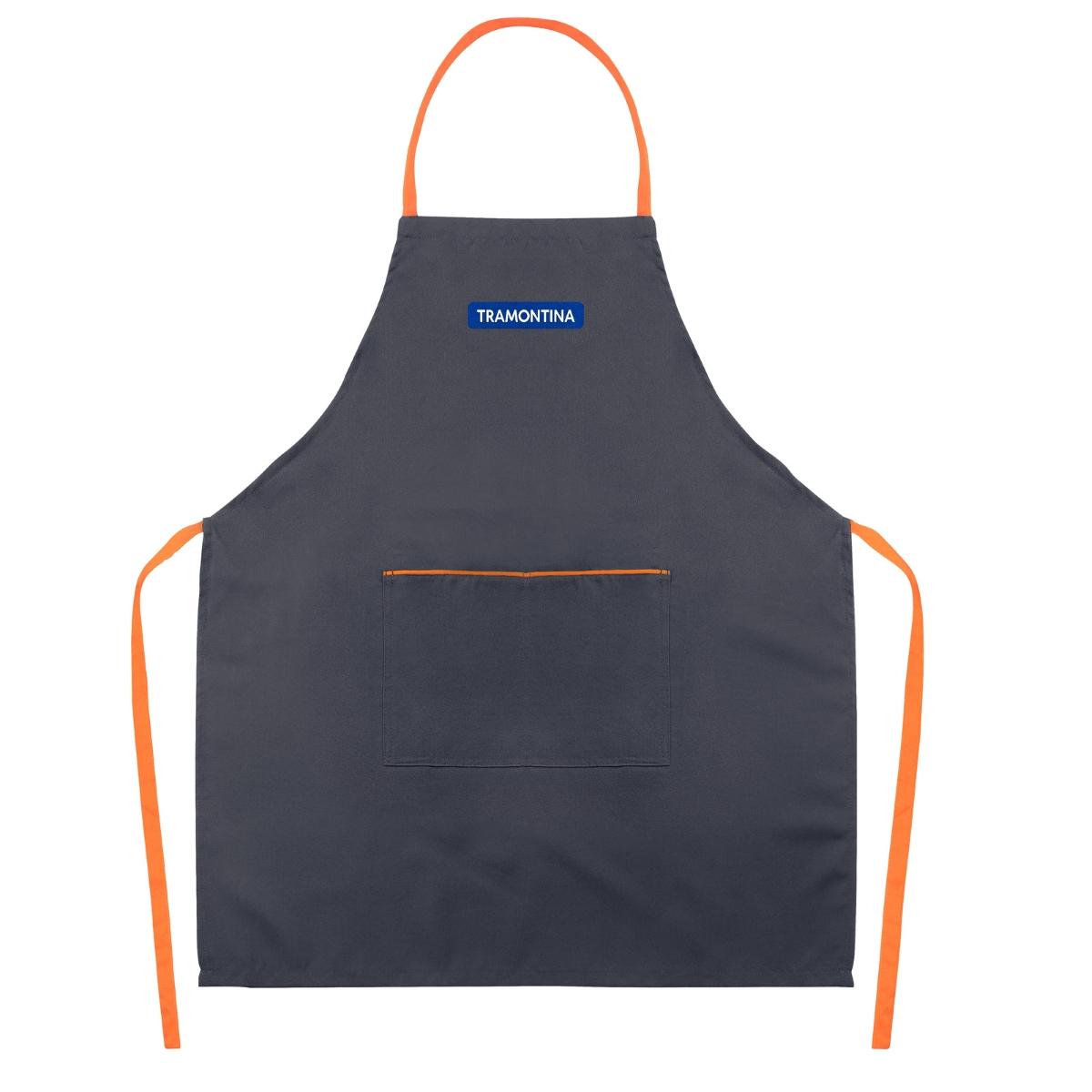 Avental Poliéster Cinza Para Jardinagem 2 Bolsos Ajustável Cintura Proteção e Conforto Tramontina