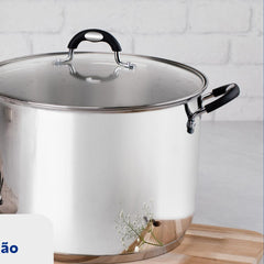 Caldeirão Tramontina Astro Em Aço Inox Com Fundo Triplo Tampa De Vidro 30 Cm 20,8 L Silicone