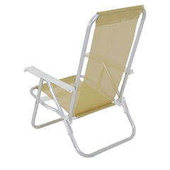 Cadeira Lazy Reclinável 4 Posições Alumínio Bege Bel Ideal Praia Camping