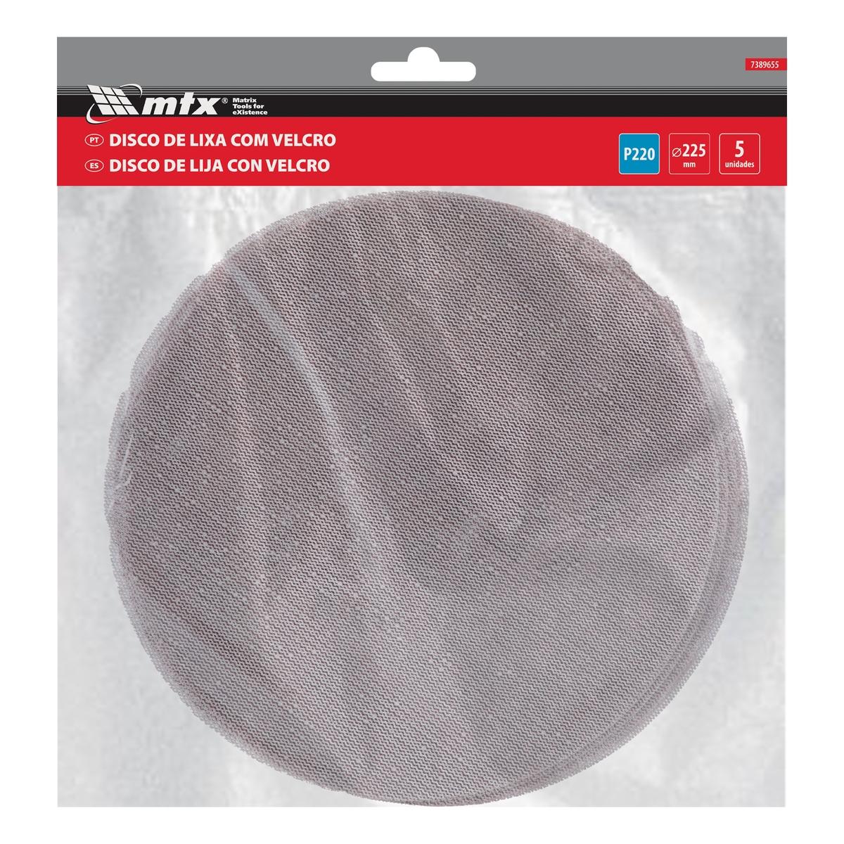 Disco de Lixa Telado com Velcro para Parede e Teto Grão 220 Diâmetro 225mm 5 Peças Alta Performance