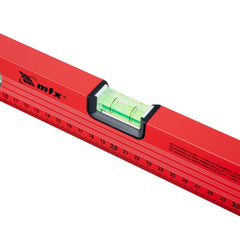 Nível De Alumínio Com Régua Vermelha 3 Bolhas 16'' 400mm MTX 332209 Precisão 1mm/m