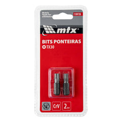 Bit Torx T30 25 mm Cromo Vanádio 2 Peças Haste 1/4 Polegada Mtx