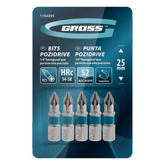 Bits PZ1 Pozidriv Aço Rápido 5pcs 25mm Gross 1152355 Alta Resistência