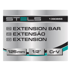 Extensão Soquete CrV 1/2'' 125mm Aço Cromo Vanádio Revestimento Cromado Fosco STELS 1390655