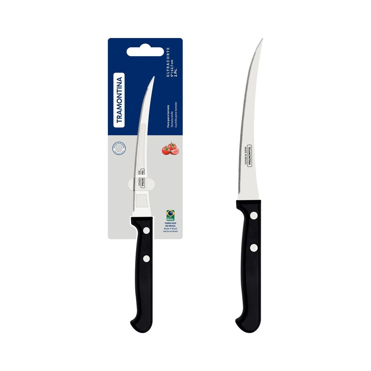 Faca Para Tomate Tramontina Ultracorte 5 Polegadas Lâmina Aço Inox Cabo Polipropileno Microsserrilhada