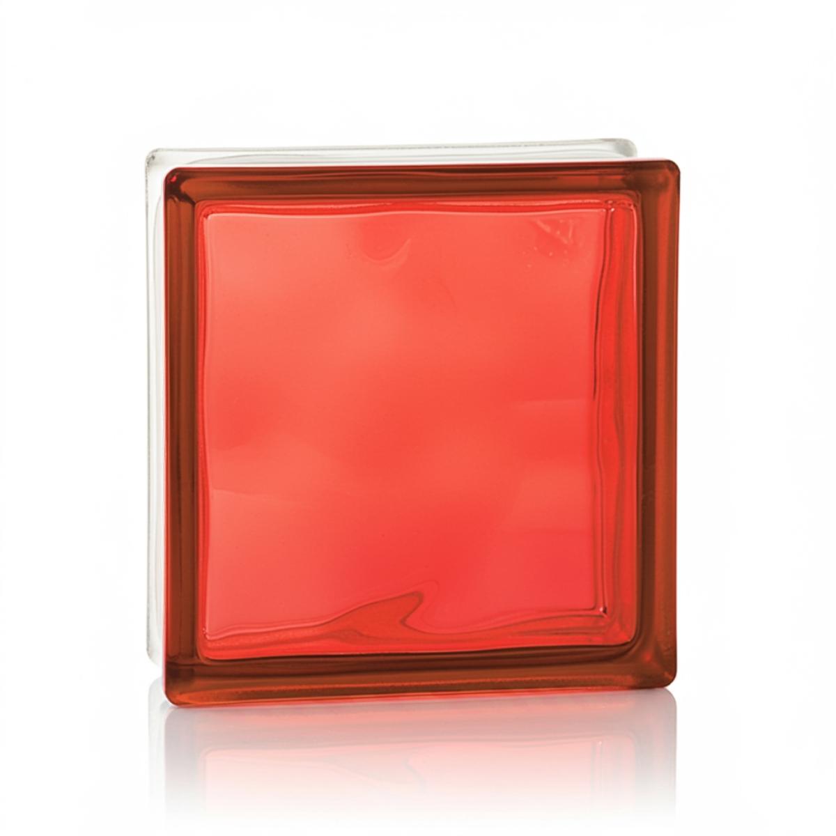 Tijolo de Vidro 19 x 19 x 8 CM Vermelho Translúcido 06 Unidades Tradestar