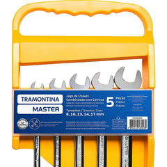 Jogo de Chaves Combinadas Tramontina Master com Catraca 5 Peças 8 a 17mm Aço Cromo Vanádio 72 Dentes