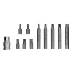 Jogo de Bits Spline Stels 11 Peças 1/2'' Cromo Vanádio 75mm Caixa Plástico Profissional