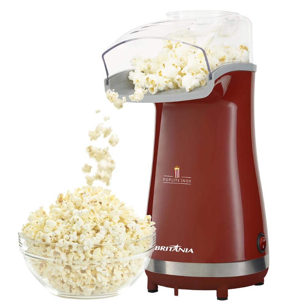 Pipoqueira PopLite Inox BPI01VI 1200W Britânia Vermelha Com 6 Opções de Preparo 127V