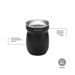 Cuia Térmica Tramontina Exata 240 Ml Aço Inoxidável Parede Dupla A Vácuo Chimarrão Tererê Preta