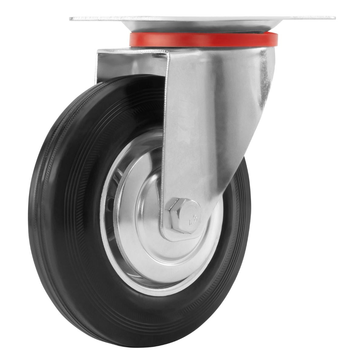 Rodízio Borracha Preto Giratório 1.5/16Pol 160mm 135kg MTX 6871755 Suporte Plataforma