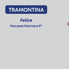 Faca Para Churrasco Tramontina Felice 5 Lâmina Aço Inox Fio Microsserrilhado Cabo Azul Polipropileno