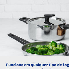 Jogo De Panelas Tramontina Grano Baquelite Aço Inox Corpo Triplo 4 Peças Indução
