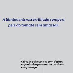 Faca Para Tomate Tramontina Felice Aço Inox 3 Polegadas Cabo Polipropileno Azul Fio Microsserrilhado