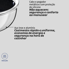 Frigideira Funda Com Tampa 24 Cm 3,1 L Tramontina Romagna Indução Cerâmica Black Stone