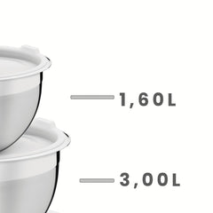 Jogo De Potes Em Aço Inox 3 Peças Com Tampa Plástica Tramontina Cucina