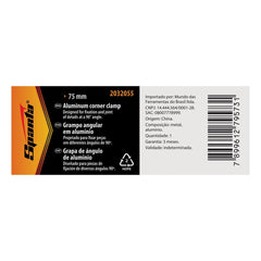 Grampo Angular 3 Polegadas 75mm Alumínio Robusto Para Marcenaria Sparta 2032055