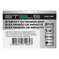 Extensão Impacto Cromo Molibdênio 1/2'' 250mm 1PC Ferramenta STELS 1397755