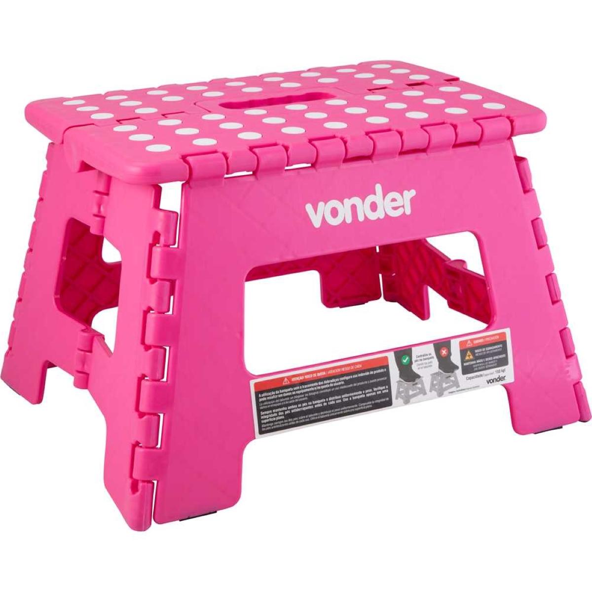 Banqueta Plástica Dobrável Rosa 220mm Vonder