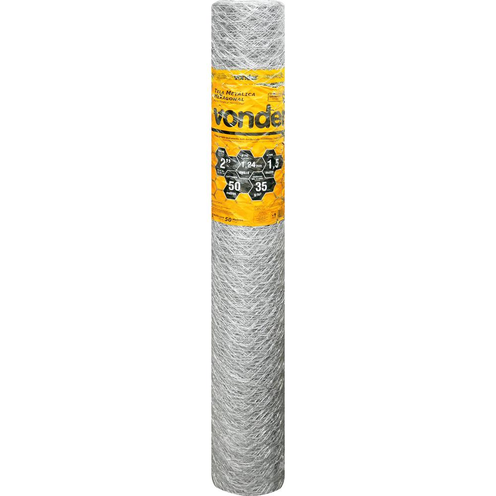 Tela Metálica Galinheiro Hex Malha 2'' BWG18 1,5m 50m Vonder