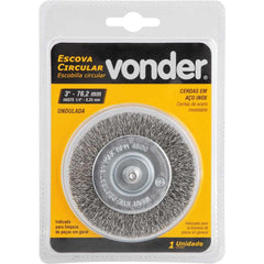 Escova Circular 3X3/8'' 4500Rpm Aço Inox Ondulada Vonder 1/4'' Haste Resistente à Oxidação