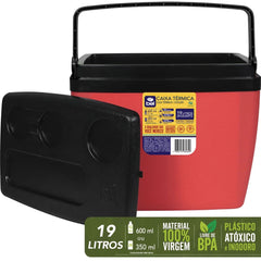 Caixa Térmica Bel 19 Litros Vermelha e Preta com Isolamento Térmico EPS - Guimepa