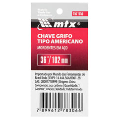 Chave Grifo Americana 36 Polegadas 900mm Aço MTX 1571755 Resistente